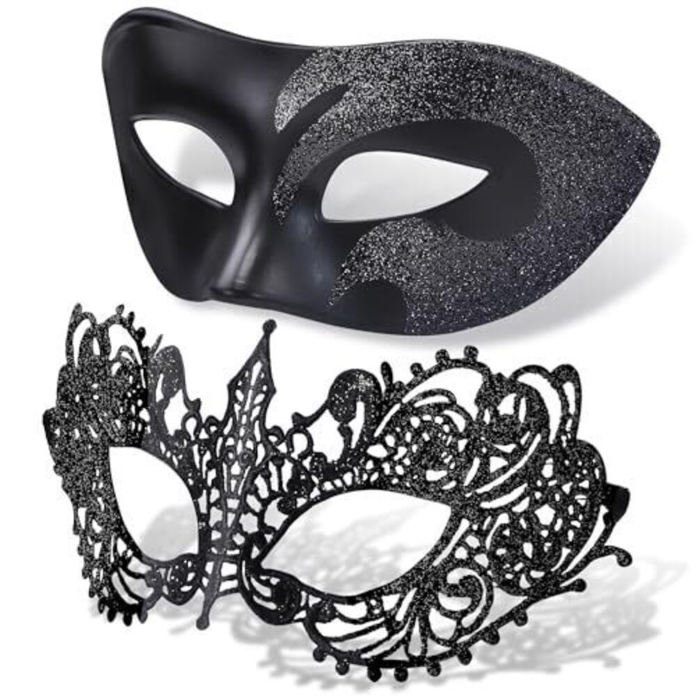 7222 Couple Masquerade Masks Set Venetian Party Mask Plastic Halloween